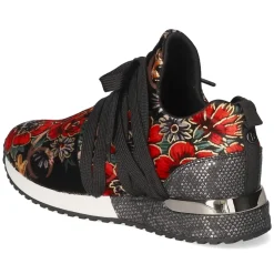Low Sneaker - Velvet Black / Red Flower