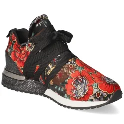 Low Sneaker - Velvet Black / Red Flower
