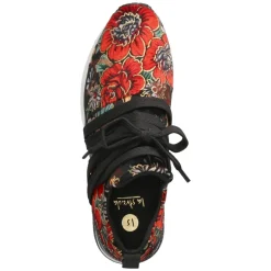 Low Sneaker - Velvet Black / Red Flower