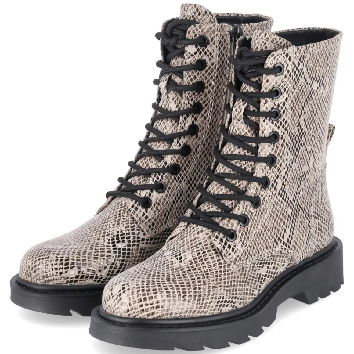 Schnürboots - BEIGE SNAKE