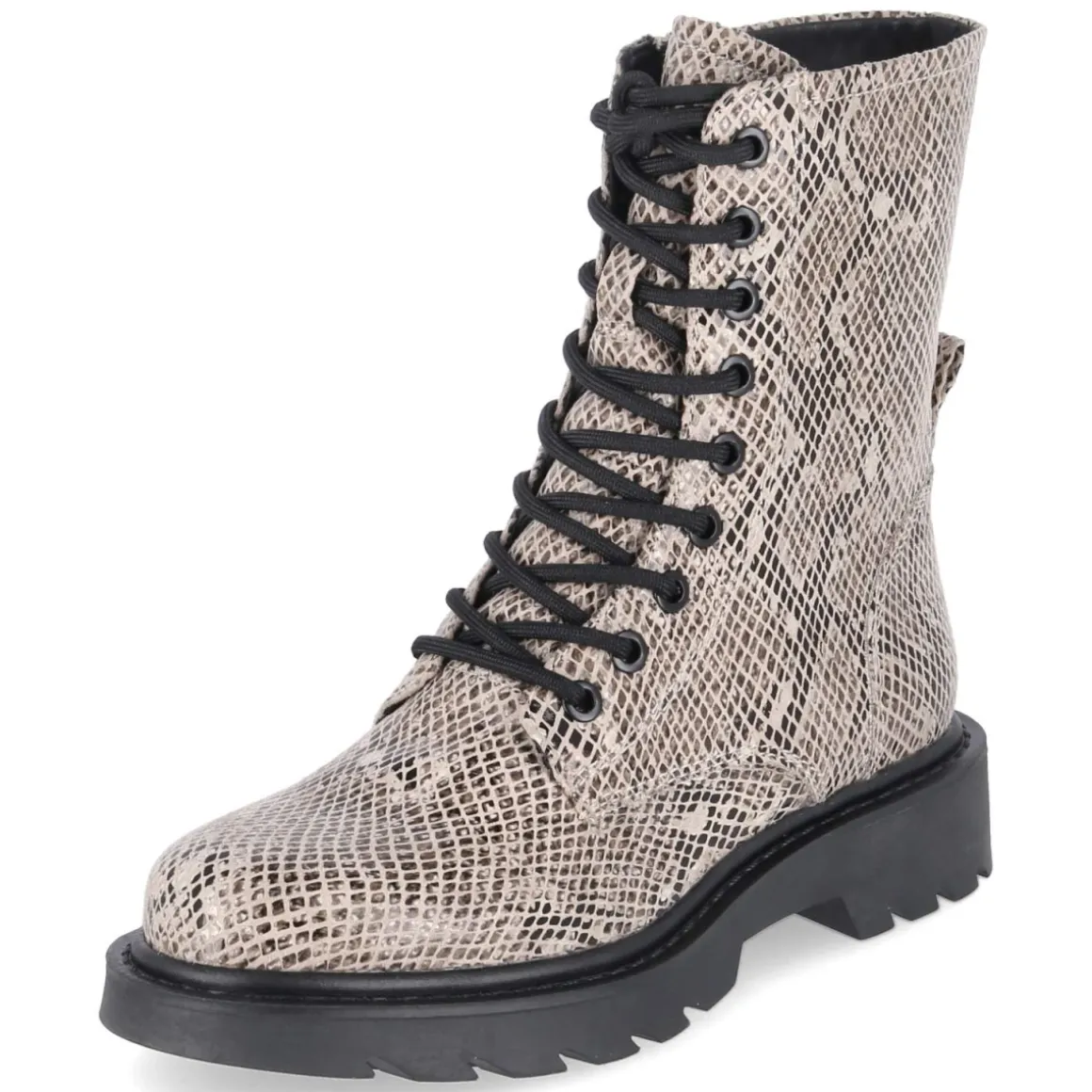 Schnürboots - BEIGE SNAKE