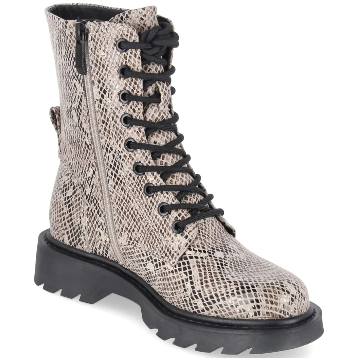 Schnürboots - BEIGE SNAKE