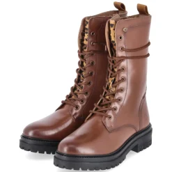 Schnürstiefel - Cognac/Leopard