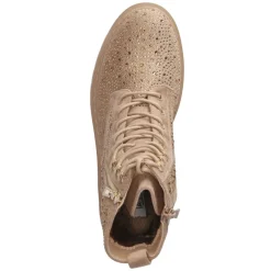 Schnürstiefeletten - beige micro/ stones