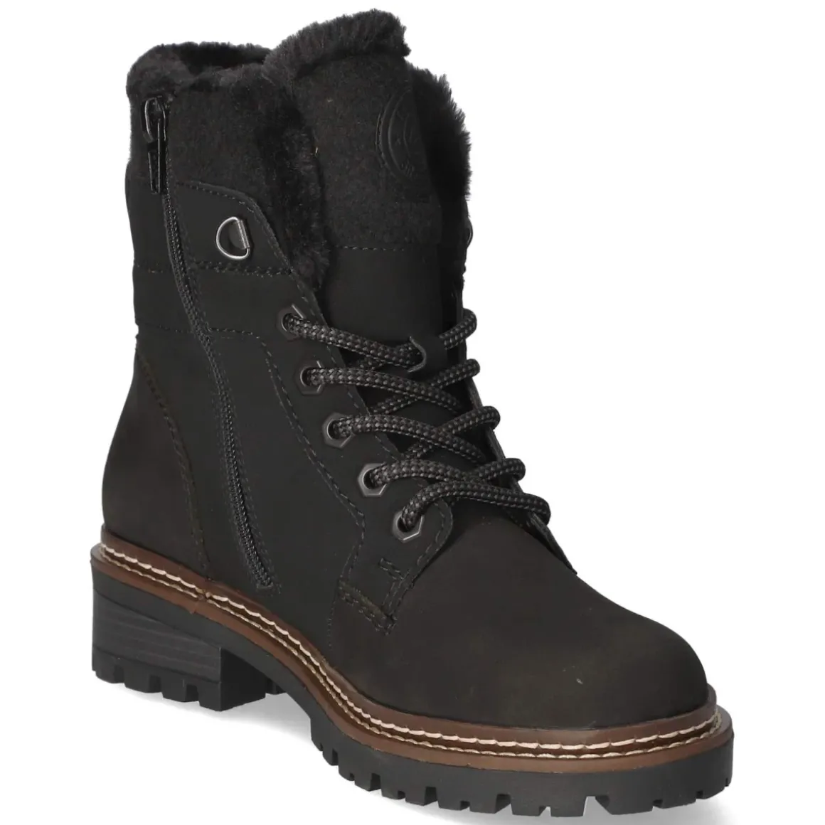 Schnürstiefeletten - schwarz