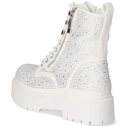 Schnürstiefeletten - white micro/ stones