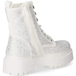 Schnürstiefeletten - white micro/ stones