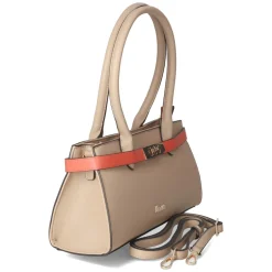 Schultertasche - taupe/coral